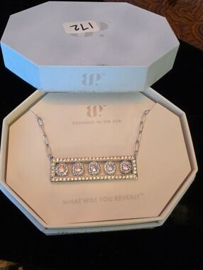 Bomb Party "Five Free Spirits" bar necklace featuring lavender topaz and cubic